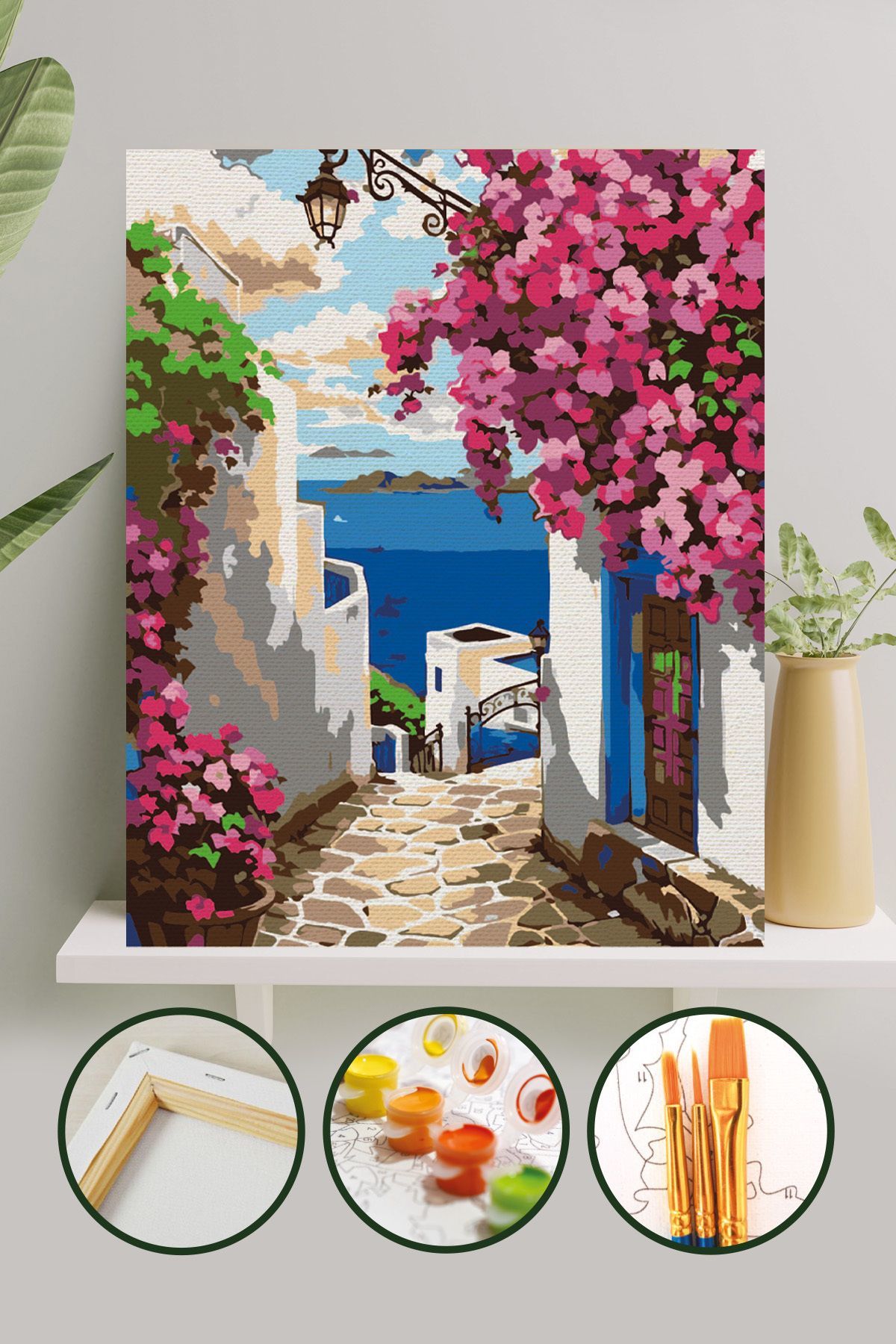 Sayılarla Boyama Tuval Seti Fırça Boya Dahil (Çıtalı) 40x50 CM - Alaçatı