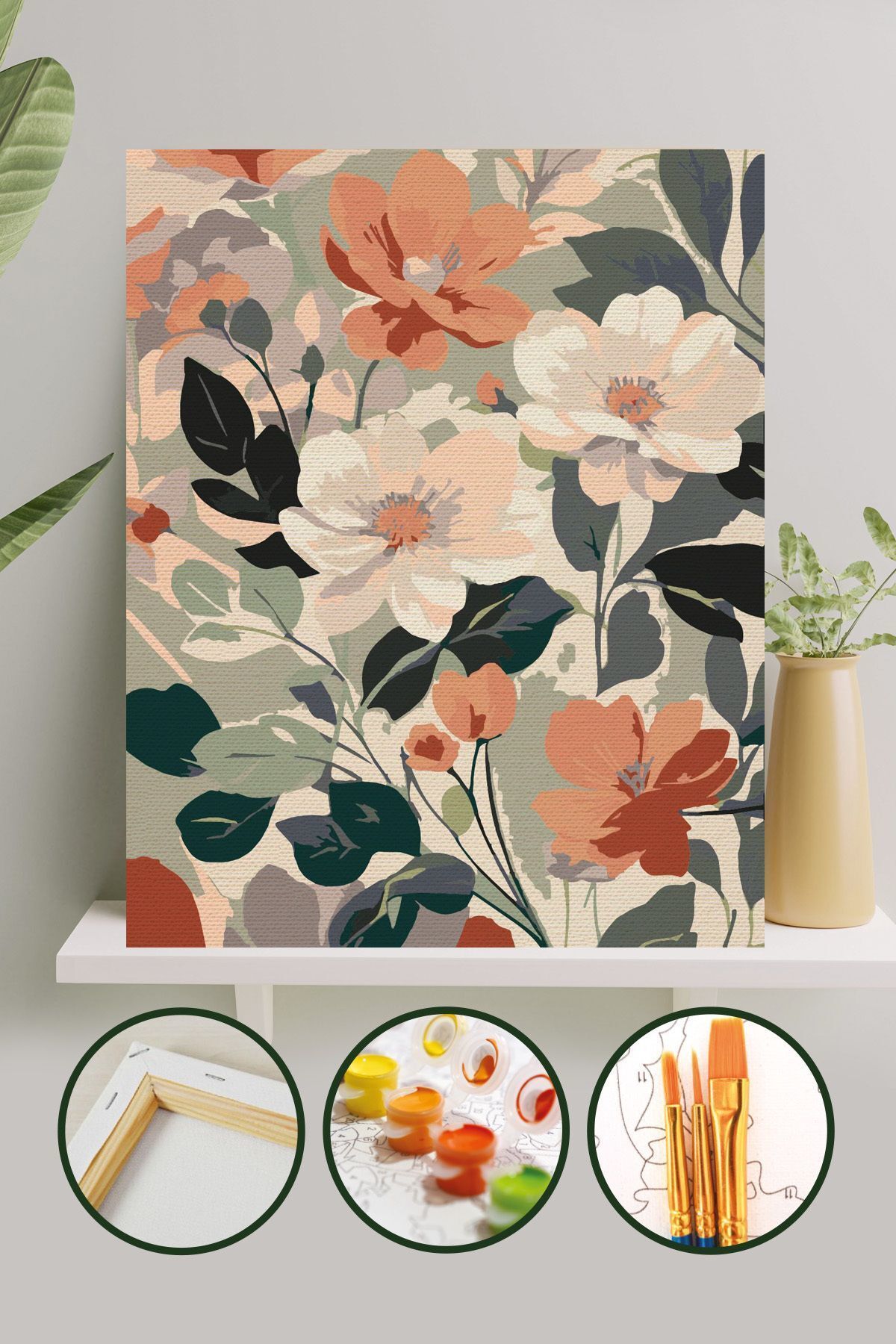 Sayılarla Boyama Tuval Seti Fırça Boya Dahil (Çıtalı) 40x50 CM - İlkbahar