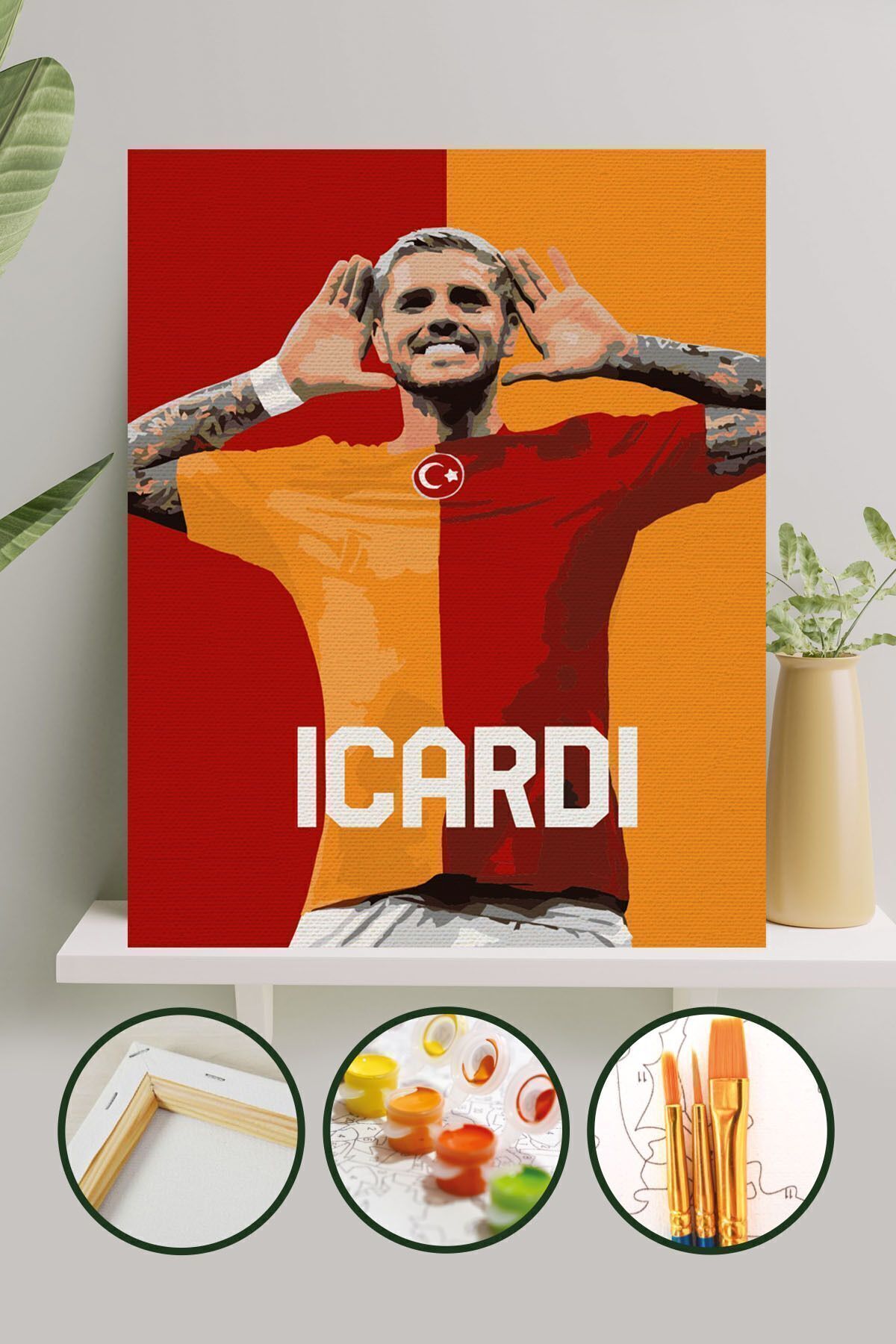 Sayılarla Boyama Tuval Seti Fırça Boya Dahil (Çıtalı) 40x50 CM - Mauro Icardi