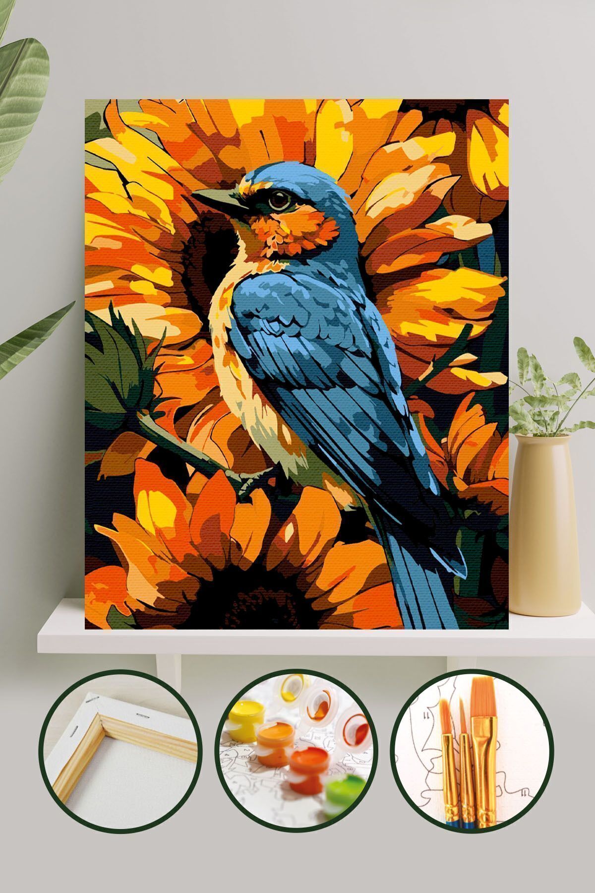 Sayılarla Boyama Tuval Seti Fırça Boya Dahil (Çıtalı) 40x50 Cm - Serçe