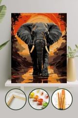 Sayılarla Boyama Tuval Seti Fırça Boya Dahil (Çıtalı) 40x50 CM - Fil