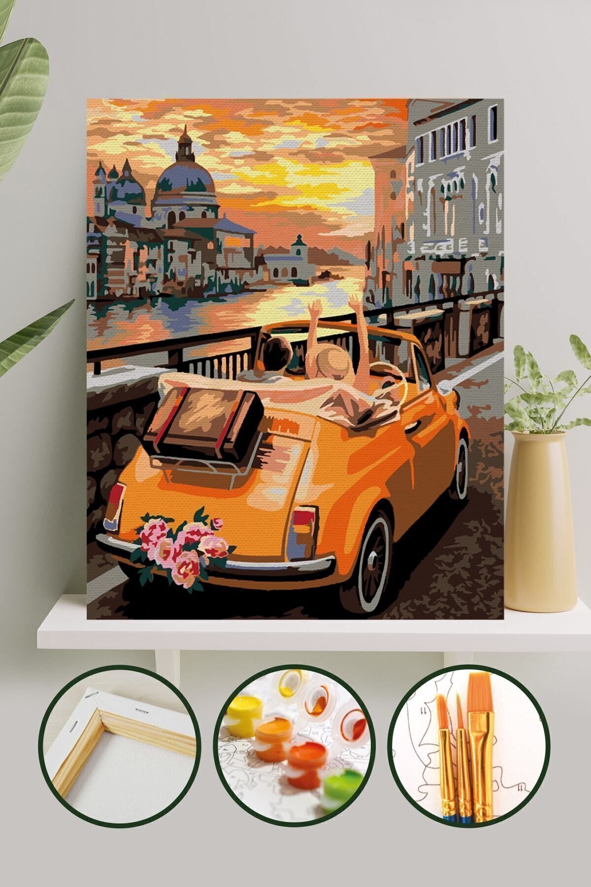 Sayılarla Boyama Tuval Seti Fırça Boya Dahil (çıtalı) 40x50 Cm - Tatil