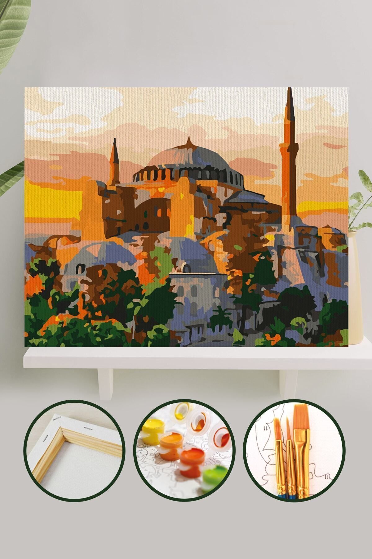 Sayılarla Boyama Tuval Seti Fırça Boya Dahil (çıtalı) 40x50 Cm - Ayasofya Camii