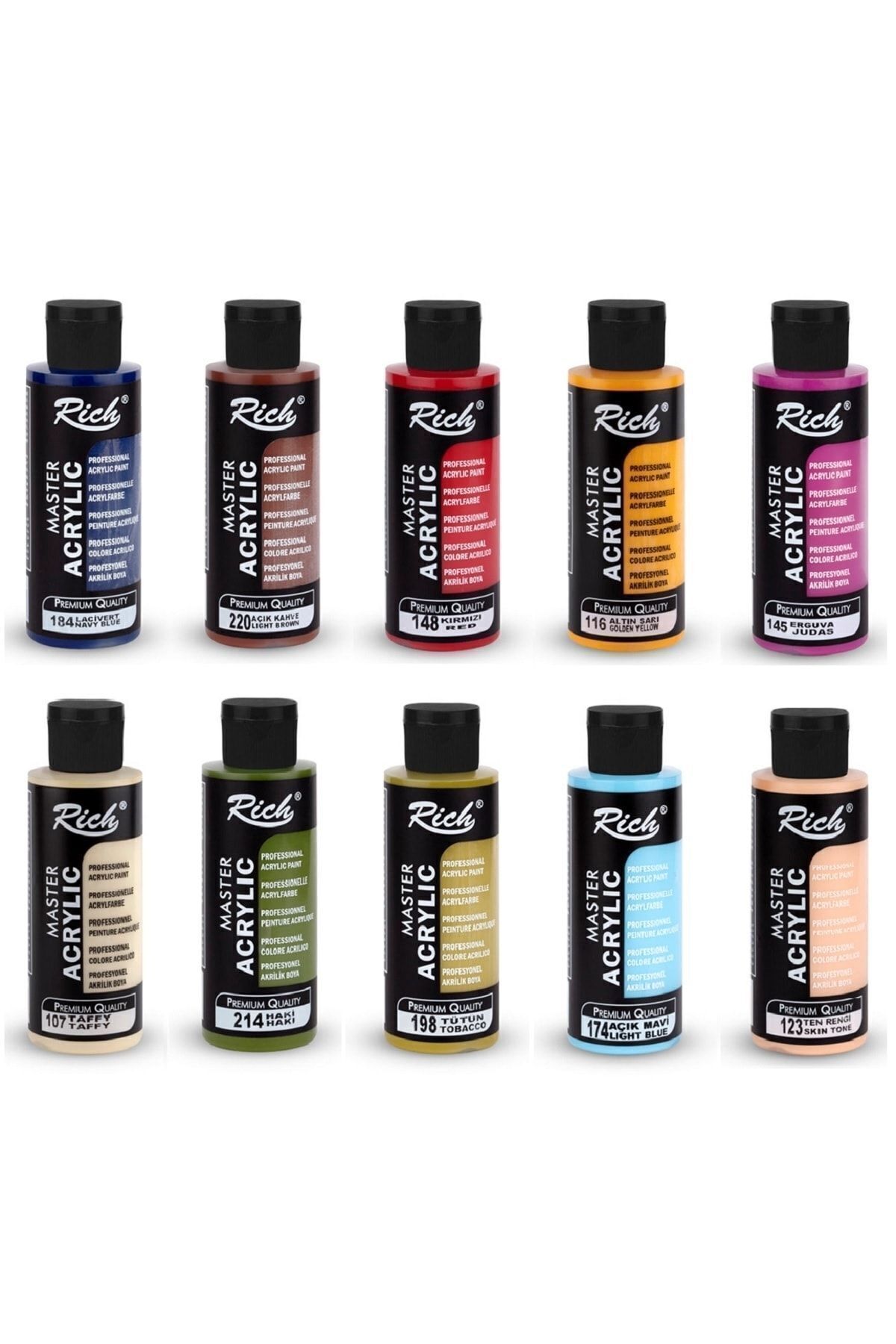 Akrilik Boya Seti Karışık Renkler 10 Adet X 120 ml