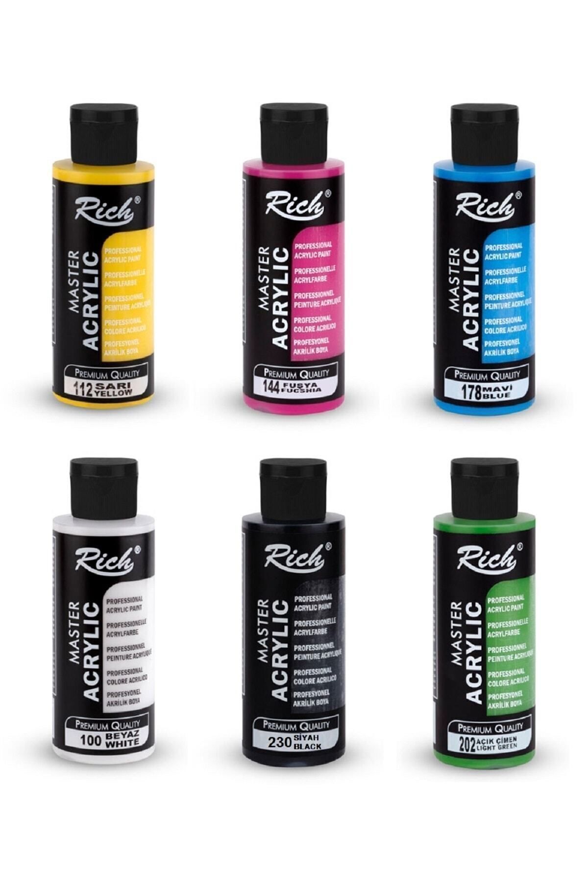 Akrilik Boya Seti Temel Renkler 6 Adet X 120 Ml