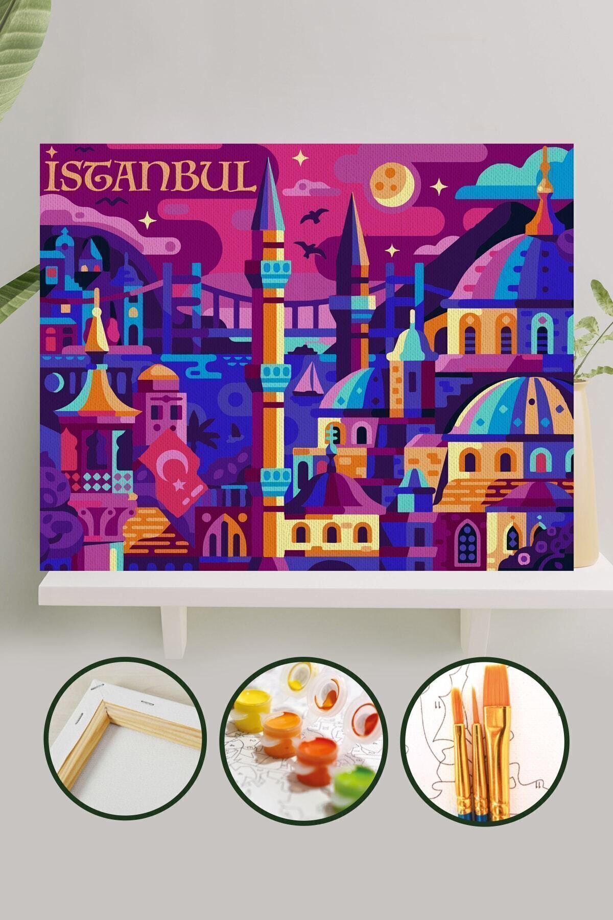 Sayılarla Boyama Tuval Seti Fırça Boya Dahil 40x50 cm - İstanbul