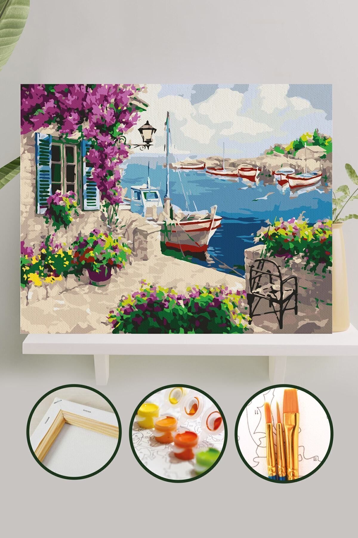 Sayılarla Boyama Tuval Seti Fırça Boya Dahil (Çıtalı) 40x50 CM - Mor Sümbül