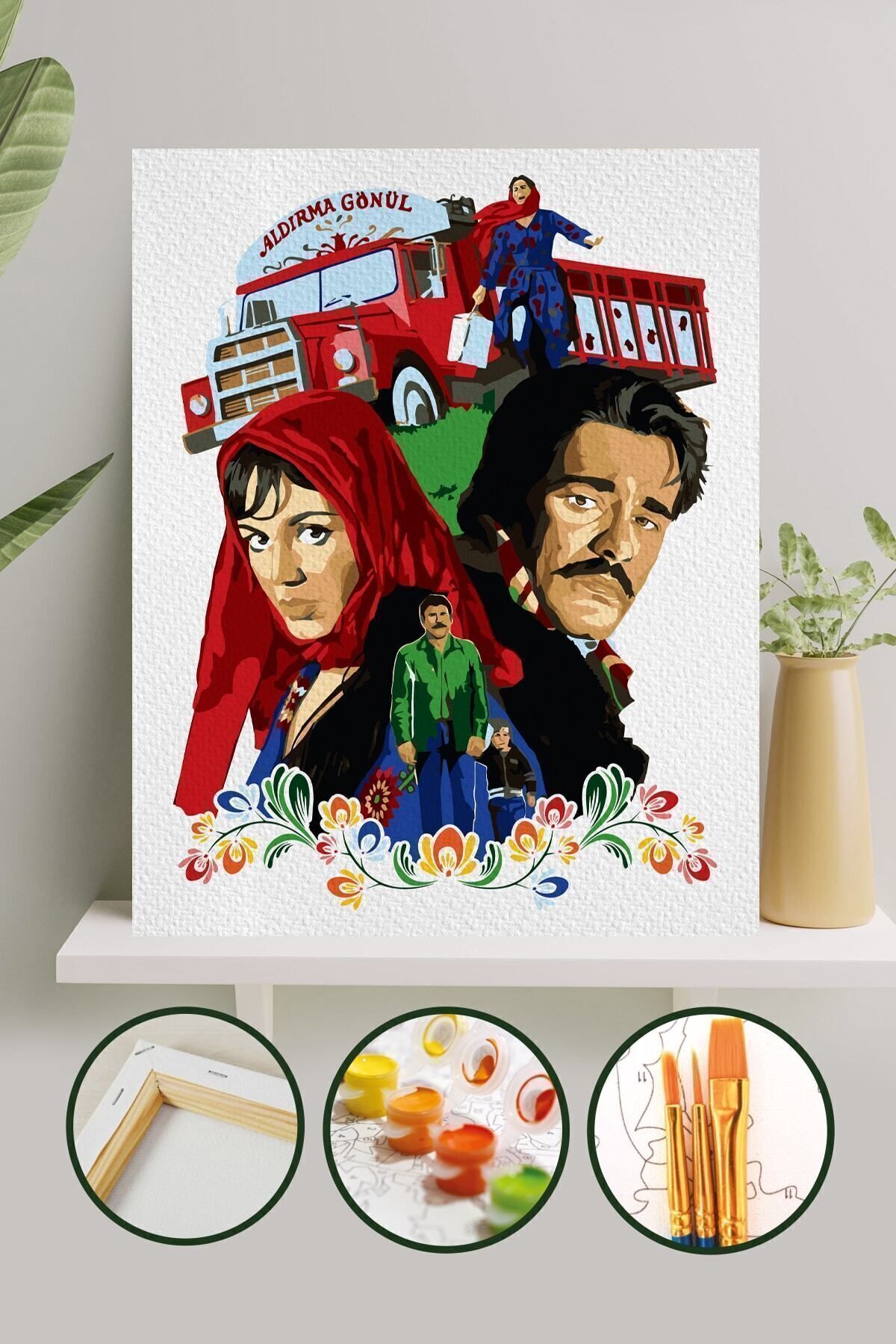 Sayılarla Boyama Tuval Seti Fırça Boya Dahil (Çıtalı) 40x50 CM - Selvi Boylum Al Yazmalım