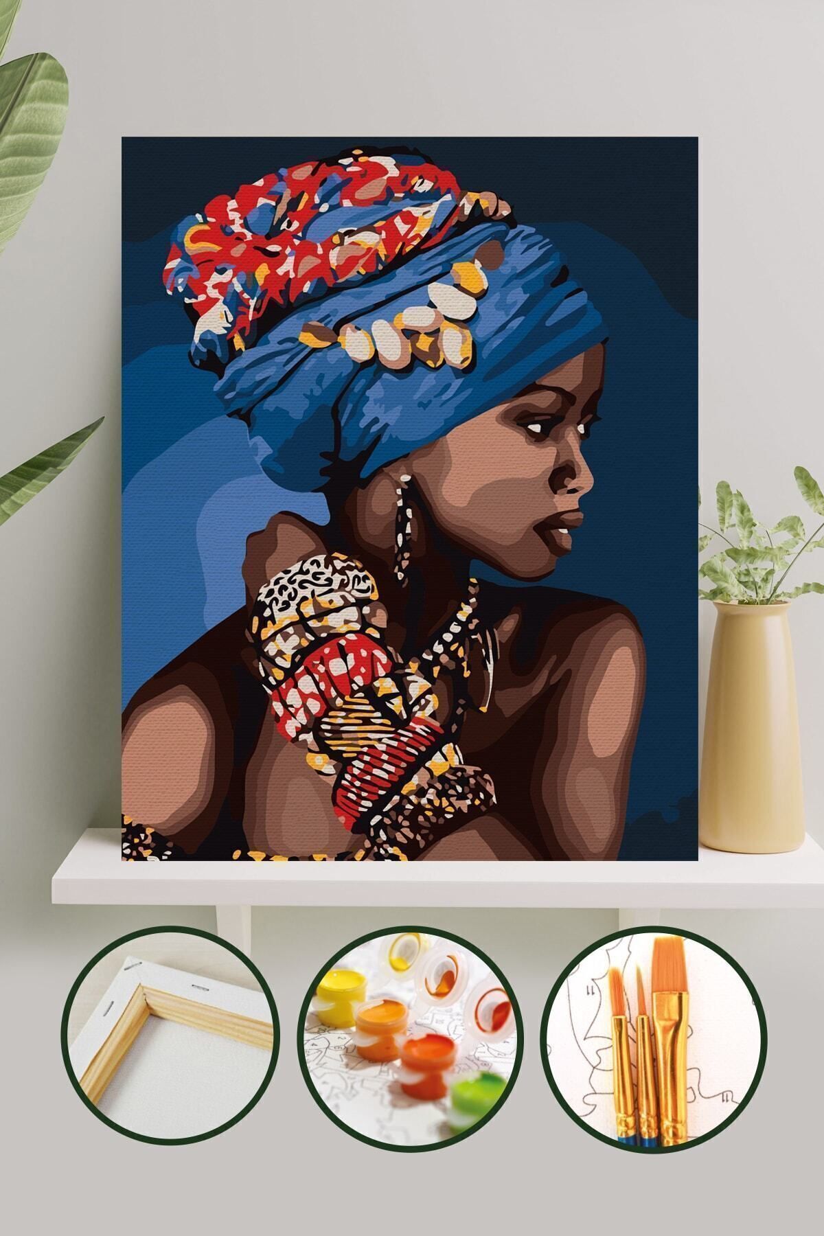 Sayılarla Boyama Tuval Seti Fırça Boya Dahil (Çıtalı) 40x50 CM - Zarafet