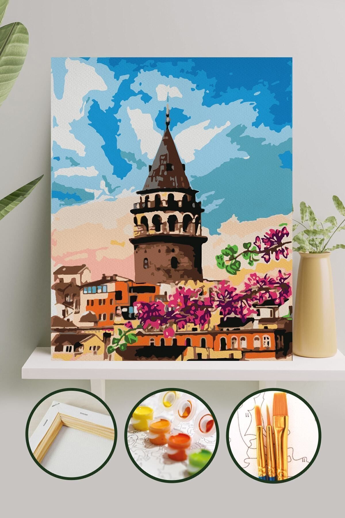 Sayılarla Boyama Tuval Seti Fırça Boya Dahil (Çıtalı) 40x50 CM - Galata