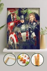 Sayılarla Boyama Tuval Seti Fırça Boya Dahil (Çıtalı) 40x50 CM - Avengers