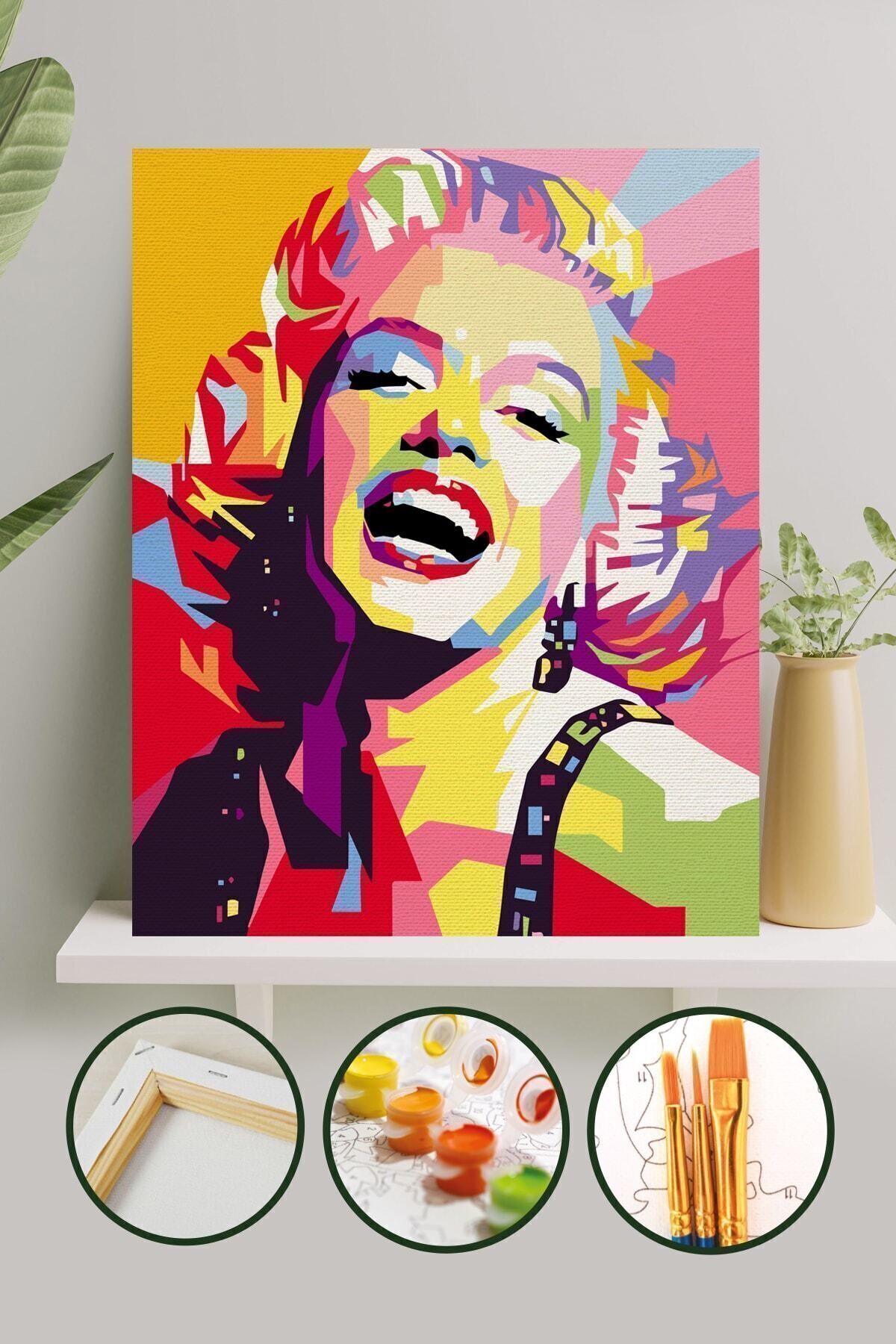 Sayılarla Boyama Tuval Seti Fırça Boya Dahil (Çıtalı) 40x50 CM - Marilyn Monroe