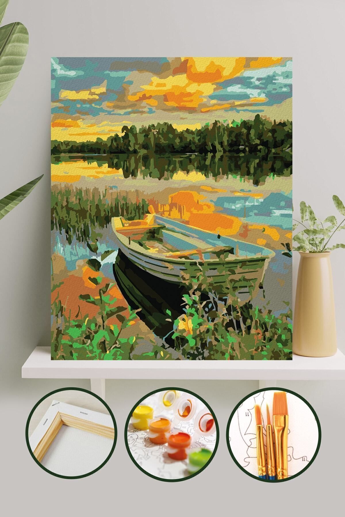 Sayılarla Boyama Tuval Seti Fırça Boya Dahil (Çıtalı) 40x50 CM - Sandal