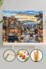 Sayılarla Boyama Tuval Seti Fırça Boya Dahil (Çıtalı) 40x50 CM - Tramvay