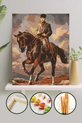 Sayılarla Boyama Tuval Seti Fırça Boya Dahil (Çıtalı) 40x50 CM - Atatürk